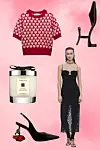 Pulover od žakara Zara (22,95 eura)/ cipele na nisku petu Massimo Dutti (89,95 eura)/ mirisna svijeća Jo Malone (71 euro)/ čipkana duga haljina Mango (79,99 eura)/ cipele s potpeticom ruže Loewe; Net-a-Porter (1850 eura)