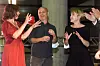 Zagreb, 050720. Avenija Dubrovnik 17. U prostoru uz tobogane Muzeja suvremene umjetnosti koalicija Mozemo docekuje izborne rezultate parlamentarnih izbora Republike Hrvatske za 20 saziv Hrvatskog sabora. Na fotografiji: Katarina Peovic, Mile Kekin i Ivana Kekin. Foto: Darko Tomas / CROPIX