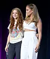 MIAMI, FLORIDA - JANUARY 30: (L-R) Shakira and Jennifer Lopez speak onstage during the Pepsi Super Bowl LIV Halftime Show Press Conference at Hilton Miami Downtown on January 30, 2020 in Miami, Florida. (Photo by Kevin Winter/Getty Images)