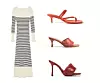 Rebrasta midi haljina Zara 229,90 kn/ kožne sandale s kitten petom Porte i Paire 2,114 kn/ natikače s remenčićima Mango 349,90 kn/ kožne natikače s isprepletenim detaljima Bottega Veneta €990
