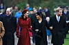 KING'S LYNN, ENGLAND - DECEMBER 25: (L-R) Prince William, Duke of Cambridge, Catherine, Duchess of Cambridge, Meghan, Duchess of Sussex and Prince Harry, Duke of Sussex arrive to attend Christmas Day Church service at Church of St Mary Magdalene on the Sandringham estate on December 25, 2018 in King's Lynn, England. (Photo by Stephen Pond/Getty Images)