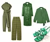 Kombinezon vojničkog stila Oscar de la Renta €2,910, karirane hlače Acne Studios, €390/ kožni baloner 3.1 Phillip Lim, €1,210/ sako s pojasom Stradivarius, 279,90 kn/ kožne sandale s vezicama Mango, 549,90 kn