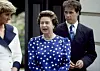 Kraljica Elizabeta II s princezom Dianom i viskontom Linleyjem u kolovozu 1987.