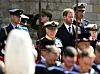 Princ William, princ Harry i kralj Charles III na sprovodu