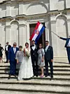 Mladenci s ponosnim roditeljima - Nilda i Stipe Ančić te Jelica i Nikša Fabris.