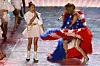 MIAMI, FLORIDA - FEBRUARY 02: Singer Jennifer Lopez and her daughter Emme Maribel Muñiz perform while a Puerto Rican flag is displayed on stage during the Pepsi Super Bowl LIV Halftime Show at Hard Rock Stadium on February 02, 2020 in Miami, Florida. (Photo by Elsa/Getty Images)