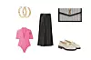 Naušnice Bottega Veneta/ Body Jacquemus/ Suknja Max Mara/ Torbica Saint Laurent/ Mokasinke Valentino Garavani