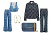 Traperice i top Ganni/ naušnice Saint Laurent/ jakna i hlače Gucci/ torbica Celine