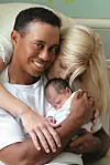 Sa suprugom Elin Nordegren i kćerkicom Sam.