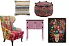 Fotelja Patchwork crvena, 72x110 cm, 779 € KARE DESIGN/ Jastučnica 40x40 cm, 12,99 € LESNINA/ Tabure Raja crveni, 45x30 cm, 264 € BONAMI.HR/ Komoda Jorge, 82x40x92 cm, 467,57 € VIVRE.HR/ Slika Folk Art Style Dark Print, 21x30 cm, 16,95 € INKANDDROP.COM
