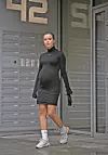 HAMBURG, GERMANY - AUGUST 17: Isabell Schroeder wearing Off White dress, Bottega Veneta bag and Nike sneaker and socks on August 17, 2020 in Hamburg, Germany. (Photo by Jeremy Moeller/Getty Images)
