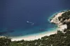 Cres, Losinj, 300416. Razne panorame i vedute s otoka Cres i Losinj. Na fotografiji: Lubenice, malo mjestasce na zapadnom dijelu Cresa. Plaza ispod Lubenica. Foto: Goran Sebelic / CROPIX