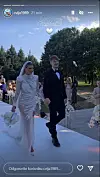 Tin Jedvaj i Dina Dragija nakon obreda na imanju