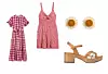 Pamučna maksi haljina 35,99 € RESERVED/ Mini haljina od pamuka 19,99 € C&A/ Slamnate naušnice 9,99 € MANGO/ Kožnate sandale Wonders s drvenim potplatima 100,80 € RODEA