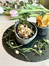 Rillettes od patke, gel od češnjaka i crostini