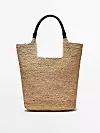 Massimo Dutti shopper torba od rafije s kožnim ručkama (169 eura)