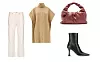 Bijele traperice RE/DONE (255 funti)/ dugi pončo Joseph (475 eura)/ torba Bottega Veneta (2200 eura)/ gležnjače Proenza Schouler White Label; Herladi web shop (6000 kn)