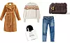 Teddy kaput Stand Studio (329 eura)/ pulover s uzorkom Chloe (5986 kn)/ traprice ravnih nogavica Scotch&Soda Europa 92 (1049 kn)/ torba Bottega Veneta (15908 kn)/ parfem Byredo (1417 kn)