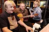 Zagreb, 200410. Medvescak 20, tonski studio Janko Mlinaric Trooli, okupila se orginalna postava Novih Fosila radi snimanja novog albuma. Na slici: Rajko Dujmic, Vladimir Kocis Zec, Sanja Dolezal. Foto: Damir Krajac / CROPIX