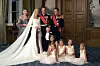 POOL Newlyweds His Royal Highness Norwegian Crown Prince Haakon (2nd right) and Mette-Marit (2nd left) pose for the photographer at the royal palace in Oslo with maid of honour Linda Taanevik (l), best man Danish crown prince Frederik (rear R), Marius Borg, son of Mette-Marit from a previous relationship, and bridemaids (from left) Betina and Emilie Swanstroem, Kamilla and Anniken Bjornoy and Tuva Hoeiby. POOL,Image: 69160666, License: Rights-managed, Restrictions: POOL, Model Release: no, Credit line: STURLASON/AFP/Profimedia