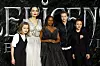 LONDON, ENGLAND - OCTOBER 09: (L-R) Vivienne Marcheline Jolie-Pitt, Angelina Jolie, Zahara Marley Jolie-Pitt, Shiloh Nouvel Jolie-Pitt and Knox Jolie-Pitt attend the European premiere of