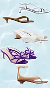 Srebrne sandale Jil Sander/ Sandale s kitten potpeticom Toteme/ Bijele natikače Manolo Blahnik/ Naitkače sa motivom leptira Gianvito Rossi/ Plastične sandale Chloe