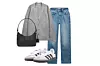Prada torbica (1900 eura)/adidas Samba tenisice (120 eura)/Zara pleteni kardigan (29,95 eura)/Zara traperice ravnog kroja (25,95 eura)