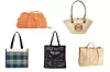 Clutch torba Arket/ torba s velikim ručkama Loewe/ karirana torba Proenza Schouler/ rupičasta torba Prada/ torba & Other Stories