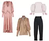 Haljina dugih rukava od satena Olivia £578.11/ bluza naglašenih rukava £343.39/ top s puf rukavima Manie £430.32/ crne hlače s ukrasnim biserima