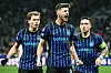 TOPSHOT - Inter Milan‘s Croatian midfielder #8 Petar Sucic (C) celebrates after scoring his team first goal during the UEFA Champions League, league phase day 7, football match between Inter Milan and Arsenal at San Siro stadium in Milan, northern Italy, on January 20, 2026. (Photo by Alberto PIZZOLI/AFP)
