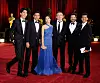 LOS ANGELES, CA - FEBRUARY 22: (L-R) Actors Dev Patel, Irrfan Khan and Freida Pinto, director Danny Boyle actors Anil Kapoor and Madhur Mittal arrive at the 81st Annual Academy Awards held at Kodak Theatre on February 22, 2009 in Los Angeles, California. (Photo by Frazer Harrison/Getty Images)