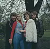 Swedish pop group Abba promote their single 'Waterloo' in Copenhagen, Denmark in 1974. (L-R) Björn Ulvaeus (Bjorn Ulvaeus), Agnetha Fältskog (Agnetha Faltskog), Anni-Frid Lyngstad, Benny Andersson. (Photo by Keystone/Hulton Archive/Getty Images)