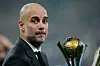 RESTRICTED TO EDITORIAL USE Mandatory Credit: Photo by Jose Breton/NurPhoto/Shutterstock (14270840h) Pep Guardiola head coach of Manchester City celebrates with the trophy after winning the final of the FIFA Club World Cup Saudi Arabia 2023 between Manchester City and Fluminense at the King Abdullah Sports City on 22 December 2023 in Jeddah, Saudi Arabia. Manchester City v Fluminense: Final - FIFA Club World Cup Saudi Arabia 2023, Jeddah - 23 Dec 2023