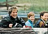 Apr 13, 1993 - London, London, United Kingdom - Diana, PRINCESS OF WALES (died 31/8/1997), with PRINCES WILLIAM and PRINCE HARRY on the Loggers Leap ride at Thorpe Park. A delighted Princess Diana and her sons launched themselves with laughter into the thrills, spills and spray of their favourite theme park yesterday. Getting soaked to the skin-and almost frightened out of it-was all part of the fun as they went up, down and flying around on the high-tech rides. It was the third Easter holiday outing to Thorpe Park in Surrey for Diana, William and Harry. The Princess in black leather jacket, black jeans and suede ankle boots, paid for two Ł35 family Supersave tickets for her five-strong party. (, Image: 87515211, License: Rights-managed, Restrictions: , Model Release: no, Credit line: Mike Forster / Solo / Profimedia