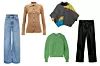 Traperice ravnih nogavica Pieces; About You (372 kn)/ polo majica rebraste teksture Frame; Matches Fashion (426 eura)/ vesta u blokovima boja Zara (199,90 kn)/ pleteni pulover Isabel Marant; Net-a-Porter (4798 kn)/ hlače od kože Uterque (2190 kn)