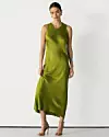 Sabrina satenska haljina bez rukava| Olive Green - 165 eura