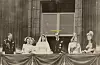 Members of the British royal family on the balcony at Buckingham Palace after the wedding of Princess Elizabeth and (later Queen Elizabeth II and Prince Philip, Duke of Edinburgh), London, 20th November 1947. Left to right: King George VI, Princess Margaret, Lady Mary Cambridge, Elizabeth, Philip, Queen Elizabeth (later Queen Mother) and Queen Mary. (Photo by Evening Standard/Hulton Archive/Getty Images)