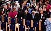 Obitelj na okupu: prince Andrew, princeza Beatrice, Peter Phillips, Edoardo Mapelli Mozzi, Zara Tindall, princeza Eugenie, Jack Brooksbank, Mike Tindall i princ Harry