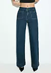 Stradivarius D77 MINIMALIST JEANS WITH POCKETS - Traperice ravnih nogavica - dirty denim - 29,99 eura