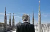 6219988 13.04.2021 In this handout photo released by Universal music press service, Italian tenor Andrea Bocelli stands on the roof of Duomo Cathedral before performing a solo