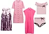 Mini haljina sa šljokicama 39,95 € ZARA/ Kraća pletena haljina od pamuka i poliestera 29,95 € ZARA/ Midi haljina od viskoze 69,99 € MANGO/ Pletena majica 29,99 € i šorc 25,99 € MANGO