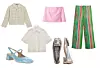 Kratka kukičana vesta od pamuka 169 € MASSIMO DUTTI/ Kraća čipkasta košulja 69,99 € MANGO/ Polusandale Tosca Blu od lakirane kože 169 € KARLA/ Satenska mini suknja 15,99 € BERSHKA/ Hlače od viskoze i poliestera 45,99 € MANGO/ Kožnate cipele Hispanitas 152 € RODEA