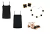 Mini haljina od viskoznog pletiva 29,99 € MANGO/ Mini haljina 79,95 € MASSIMO DUTTI/ Zlatna narukvica 854,70 € i zlatne naušnice s oniksom 450,23 € PRAHIR FINE JEWELLERY/ Cipele od umjetne kože 59,99 € MANGO