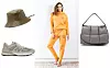 Sunset Orange LC x GG trenirka (590 + 490 kn) + bucket šešir Loewe (490 eura) + tenisice New Balance (200 eura) + vrećasta ispunjena torba Stand Studio (275 eura)