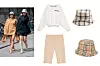Hoodica s natpisom Zara (99,90 kn)/ biciklističke tajice od neoprena Bershka (79,90 kn)/ karirani bucket šešir Top Shop (11,20 funti) - gore/ karirani bucket šešir Burberry (270 eura) - dolje