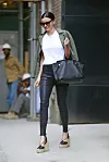 152840, Miranda Kerr wears leather pants and wedge espadrilles while exiting a photostudio in Tribeca, NYC. The model recently took the plunge and bought a house with her billionaire Snapchat CEO boyfriend, Evan Spiegel. New York, New York - Wednesday May 25, 2016., Image: 286811447, License: Rights-managed, Restrictions: , Model Release: no, Credit line: PacificCoastNews / Pacific coast news / Profimedia
