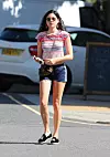(EXCLUSIVE PICTURES) Singer Eliza Doolittle wearing a stripy cropped top, blue Fila shorts and a pair of espadrilles enjoying the glorious sunshine in London, UK. 07/08/2016, Image: 296451795, License: Rights-managed, Restrictions: (EXCLUSIVE PICTURES) FOR NON UK RIGHTS AND WEB USE PLEASE CONTACT PICTURE DESK - pictures@gotchaimages.co.uk, Model Release: no, Credit line: JAMESY/GOTCHA IMAGES / Gotcha Images / Profimedia