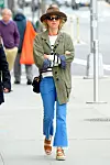 AG_827737 - *EXCLUSIVE* New York, NY - Actress Naomi Watts takes a stroll through the streets of New York wearing a brown fedora and trendy green field jacket with her new Spring favorite, Prada Double-Band Espadrille Platform Sandals. Naomi appeared to be in deep thought while making her way back home. Pictured: Naomi Watts 24 APRIL 2017, Image: 330134113, License: Rights-managed, Restrictions: , Model Release: no, Credit line: JosiahW / Backgrid USA / Profimedia