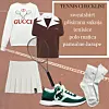 Pamučna majica Gucci; Matches Fashion (890 eura)/ majica kratkih rukava Miu Miu/ plisirana suknja Bershka (139,90 kn)/ teniski reket Wilson x Saint Laurent (770 dolara)/ tenisice Chanel (850 dolara)/ čarape od organskog pamuka lunilou (9 eura)