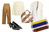 Hlače Loewe/ Kardigan Valentino/ Torba Loewe/ Sako Magda Butrym/ Cipele Saint Laurent/ Šal Loewe